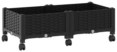 Obrázek produktu pro vidaXL Zahradní květináč na kolečkách, černý, 80 x 40 x 29 cm, PP