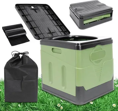 Produktbild von Famanu Campingtoilet Tragbar - Klappbar mit Tasche und Toilettentaschen