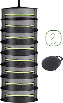 Produktbild von 8-lagiger Kräutertrockner, 60 cm hängendes Trocknungsnetz, faltbares Trocknungsnetz für Hydrokulturpflanzen, Fische, Unkraut
