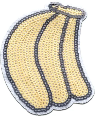Produktbild von Banane Obst Frucht Mit Pailletten - Aufnäher, Bügelbild, Aufbügler, Applikationen, Patches, Flicken, Zum Aufbügeln, Größe: 8,8 x 6,2 cm