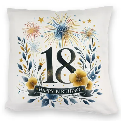 Produktbild von 18. Geburtstag Kuschelkissen mit Spruch Happy Birthday 18