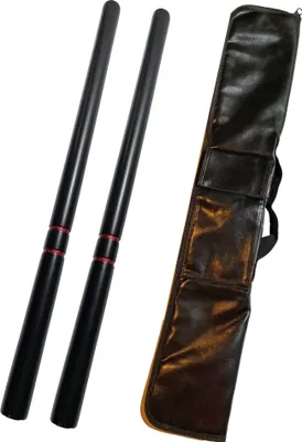 Produktbild von TEKKA BUDO 2er Set Escrima Stock schwarz mit Transporttasche - 65 cm stabile Ausführung - Trainingsstick Arnisstock Holz Eiche Kurzstock Kali Kampfsport, Kali Arnis SV