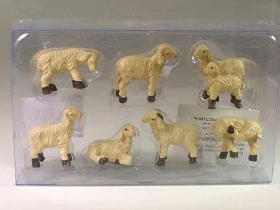 Produktbild von Krippentiere weiße Schafe 7-tlg. Aus Polyresin, 2,7 cm, für Weihnachtskrippe