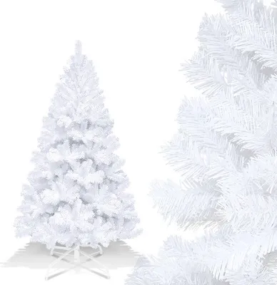 Produktbild von TolleTour Künstlicher Weihnachtsbaum, Tannenbaum mit ständer, Kunstbaum Weihnachten Klappsystem,Christbaum 300 Spitzen PVC Nadeln, weiß,150cm
