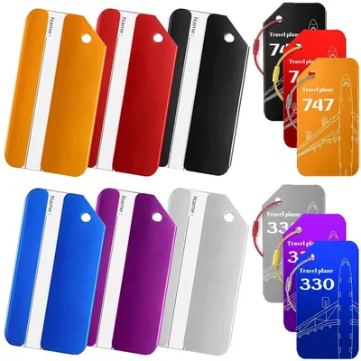 Produktbild von Kofferanhänger mit Adressschild, 6 Stück Aluminium, bunt, mit Edelstahlkabel