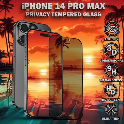 Obrázok produktu pre 1-balenie iPhone 14 Pro Max Ochranné sklo na displej Privacy - Tvrdené sklo 9H - Super kvalita 3D