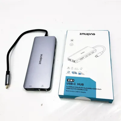 Produktbild von USB C Docking Station Dual Monitor Triple Display, USB C Hub Multiport Adapter, 12 in 1 Dockingstation mit 2 HDMI,VGA,Ethernet,4 USB,PD,SD/TF Kartenleser,Audio, Thunderblot 3/4 Dock für Dell,HP,Lenovo