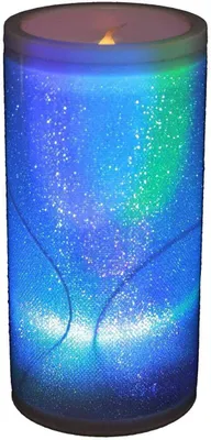 Produktbild von HAAC LED Kerze Ledkerze Lampe Leuchte mit Glitter Farbwechsel Regenbogen 10 cm