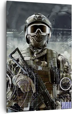 Produktbild von Bild auf Leinwand - Leinwandbild - Einteilig - Soldat Gewehr - 80x120cm - Wand Bild - Wanddeko - Wandbilder - Leinwanddruck - Kunstdruck - Wanddekoration - Leinwand bilder - Wandbild - PA80x120-4071