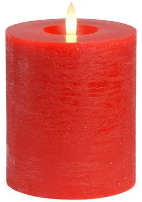 Produktbild von LED Stumpen-Kerze Echtwachs-Kerze flackernd, 10x12 cm, rot