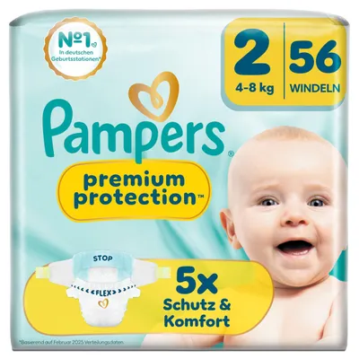 Produktbild von Pampers Premium Protection Größe 2, 56 Windeln, 4kg-8kg – Größe Size2_PPTvp, Premium Protection Taped VP