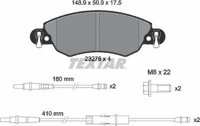 Produktbild von Textar Bremsbeläge vorne für Citroen C5 I 1,8 16V Bj. 03/01 - 08/04 mit Sensor