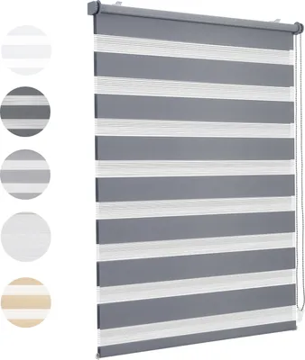 Produktbild von Doppelrollo 80x210cm Dunkelgrau Duo Rollo Klemmfix ohne Bohren Jalousie Rollos für Fenster und Tür
