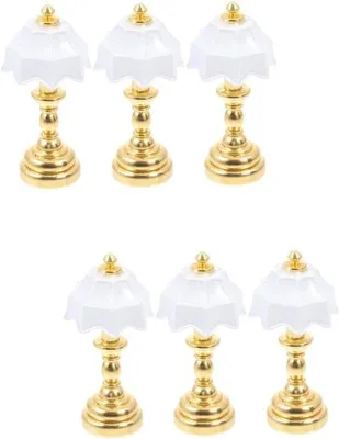 Productafbeelding van Set van 6 miniatuurlampen, bestaande uit: een miniatuurvloerlamp, een miniatuurspot, miniatuurverlichting en een miniatuurvloerlamp van smeedijzer