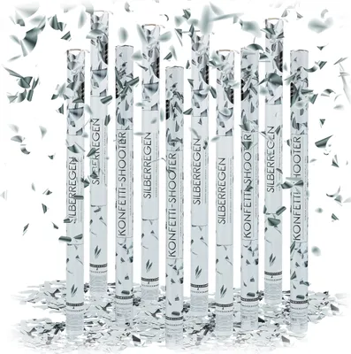 Produktbild von relaxdays 10 x Party Popper 80 cm Silber