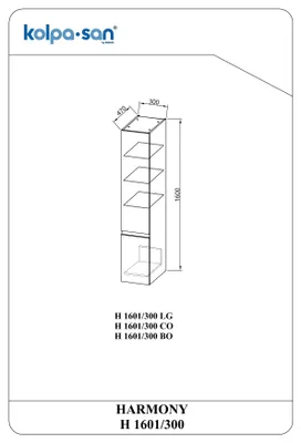 Produktbild von Kolpa HARMONY Schrank mit Tür und Schubladen H 1601/300 LG