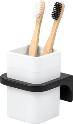 Immagine prodotto di bremermann Portaspazzolino SAVONA con soft touch, incl. supporto a parete, portaspazzolino angolare in plastica bianca