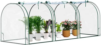 Image de Yakimz Serre en film plastique, serre, serre avec porte, châssis précoce, maison de plantes, culture de plantes, film, acier, transparent, 270*90*90cm