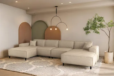 Produktbild von Wohnlandschaft Sofa U-Form GLORIA in Stoff Artico Beige