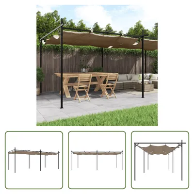 Image de The Living Store pergola avec toit coulissant taupe 589x292x230 cm