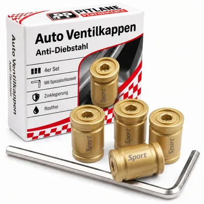 Produktbild von Schrader Ventilkappen NitroCaps mit Diebstahlschutz 4er Set: Gold Farbe: Gold