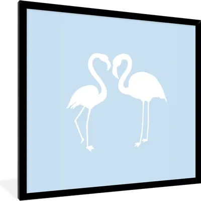 Produktbild von MuchoWow® MuchoWow® Gerahmtes Poster Flamingo - Scherenschnitt - Pastell 40x40 cm - Poster mit zchwarzem Bilderrahmen - Mit Rahmen - Wanddekoration Schlafzimmer