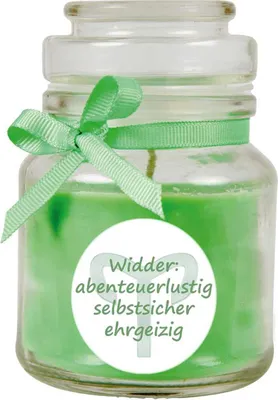 Produktbild von HS Candle "Sternzeichen" Duftkerze Kokos im Bonbonglas ( Widder ) - viele Motive zur Auswahl, 120g - Brenndauer bis zu 30 Std - Aries
