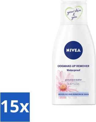 Obrázok produktu pre NIVEA - Odličovač očného make-upu - Vodoodolný odličovač - Pre citlivú pleť - S harmančekom a provitamínom B5 - 125 ml - Hodnotné balenie - 15 kusov