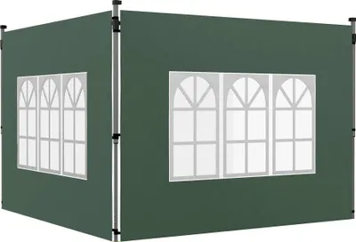Image de Parois latérales pour tente/pavillon - 2 panneaux - 295 x 195 cm - Fenêtre - Tissu Oxford - Vert