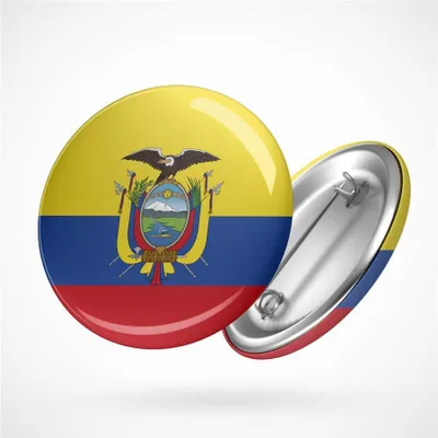 Produktbild von Huuraa Button Ecuador Flagge Geschenk Ansteck Pin Größe 59mm Ecuador Flagge Präsent