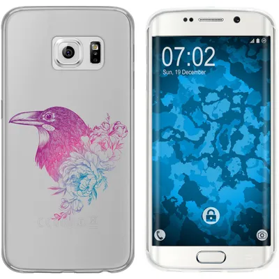 Produktbild von PhoneNatic Case kompatibel mit Samsung Galaxy S6 Edge Silikon-Hülle Floral Rabe M4-6