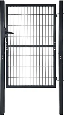 Zdjęcie produktu dla Brama ogrodowa Metalowa brama ogrodowa solidna trwała brama ogrodzeniowa ocynkowana pojedyncza pleciona siatka ogrodzeniowa antracyt (150x100cm) CEEDIR