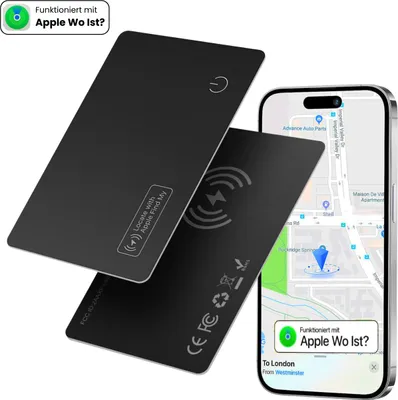Image de S&T Design Apple AirTag équivalent au format carte pour le portefeuille Tracker GPS ( IP68 Apple Où Est ? (iOS) Compatible | Localisation GPS Wallet Tracker )