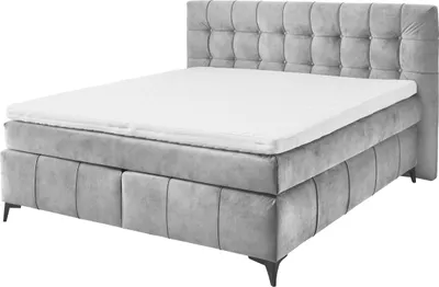 Produktbild von Boxspringbett >Oregon< Liegefläche 180x200 cm, H3/H4, in grau - 200x121x210cm (BxHxT)