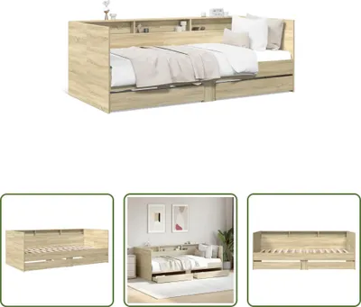 Produktbild von The Living Store Tagesbett mit Schubladen Sonoma-Eiche 100x200 cm Holzwerkstoff