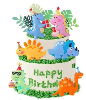 Produktbild von Set mit 6 dreidimensionalen Dinosaurier-Kuchenverzierungen für Kindergeburtstage