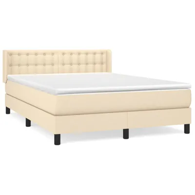 Produktbild von vidaXL Boxspringbett mit Matratze Creme 140x200 cm Stoff
