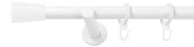 Produktbild von SN Deco Gardinenstange Nizza, 19 mm, 1-läufig, Stahl, Komplett-Set mit Ringen, Auflageträger, 300 cm, weiß