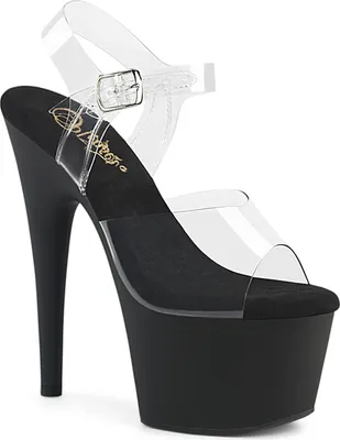 Produktbild von ADORE-708 Pleaser vegan Damen High-Heels Damen Plateausandaletten klar schwarz Matt