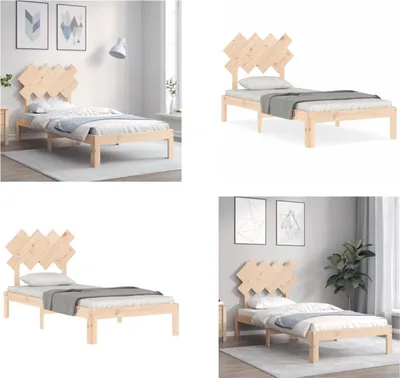Immagine prodotto di vidaXL Letto in legno massiccio con testiera 90x200 cm - Struttura letto - Cornici letto - Struttura letto - Letto