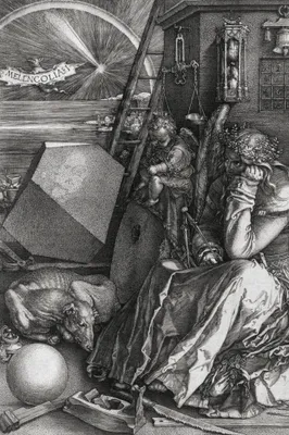 Produktbild von Albrecht Dürer Kunstdruck Bild - Melencolia I, Die Melancholie, 1514, S/W (120 x 80 cm)