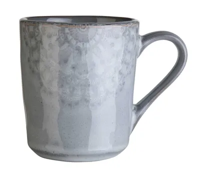 Produktbild von Kaffeetassen - 355 ml - Grau - Steingut - glasiert - mit floraler Prägung - 12er Set