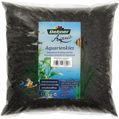 Produktbild von Dehner Aqua Aquarienkies, Glanzkies, Körnung 2 - 3 mm, 5 kg, schwarz