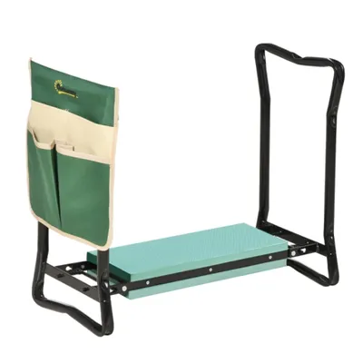 Produktbild von Gartenkniebank 2-in-1, klappbarer Kniehocker mit Werkzeugtasche, gepolsterter Gartenhocker für Gartenarbeit, Pflanzenpflege und Outdoor