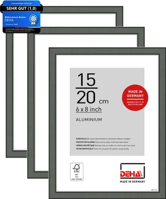 Produktbild von DEHA Design Aluminium Portraitrahmen, Bilderrahmen 3er SET Boston, 15x20 cm, Contrastgrau