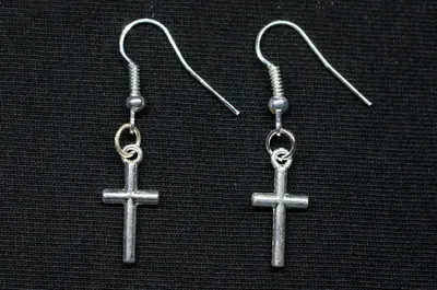 Produktbild von Kreuz Ohrringe Miniblings Ohrhänger Kreuze Jesus Gothic Punk Kreuzohrringe silber