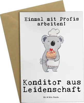 Produktbild von Mr. & Mrs. Panda Grußkarte Konditor Leidenschaft - Weiß - Geschenk, einladungskarten, dankeskarten, Spruch, glückwunschkarten, Grußkarten, hochzeitskarten, Bäcker, Lustig