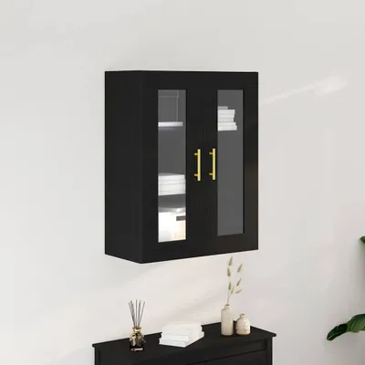 Image de vidaXL Armoire murale noire aspect chêne 69,5 x 34 x 90 cm