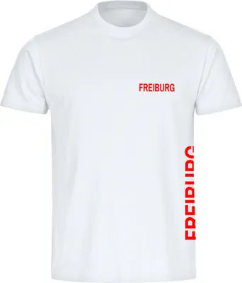 Produktbild von multifanshop Kinder T-Shirt - Freiburg - Brust & Seite, weiß, Größe 176