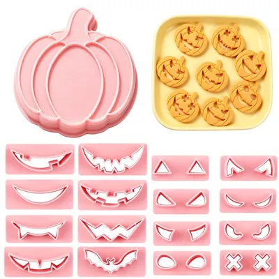 17-teiliges Kürbis-Keksausstecher-Set, 3D, Halloween